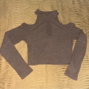 Cold Shoulder Ribbed Knit Sweater Top - Mauve